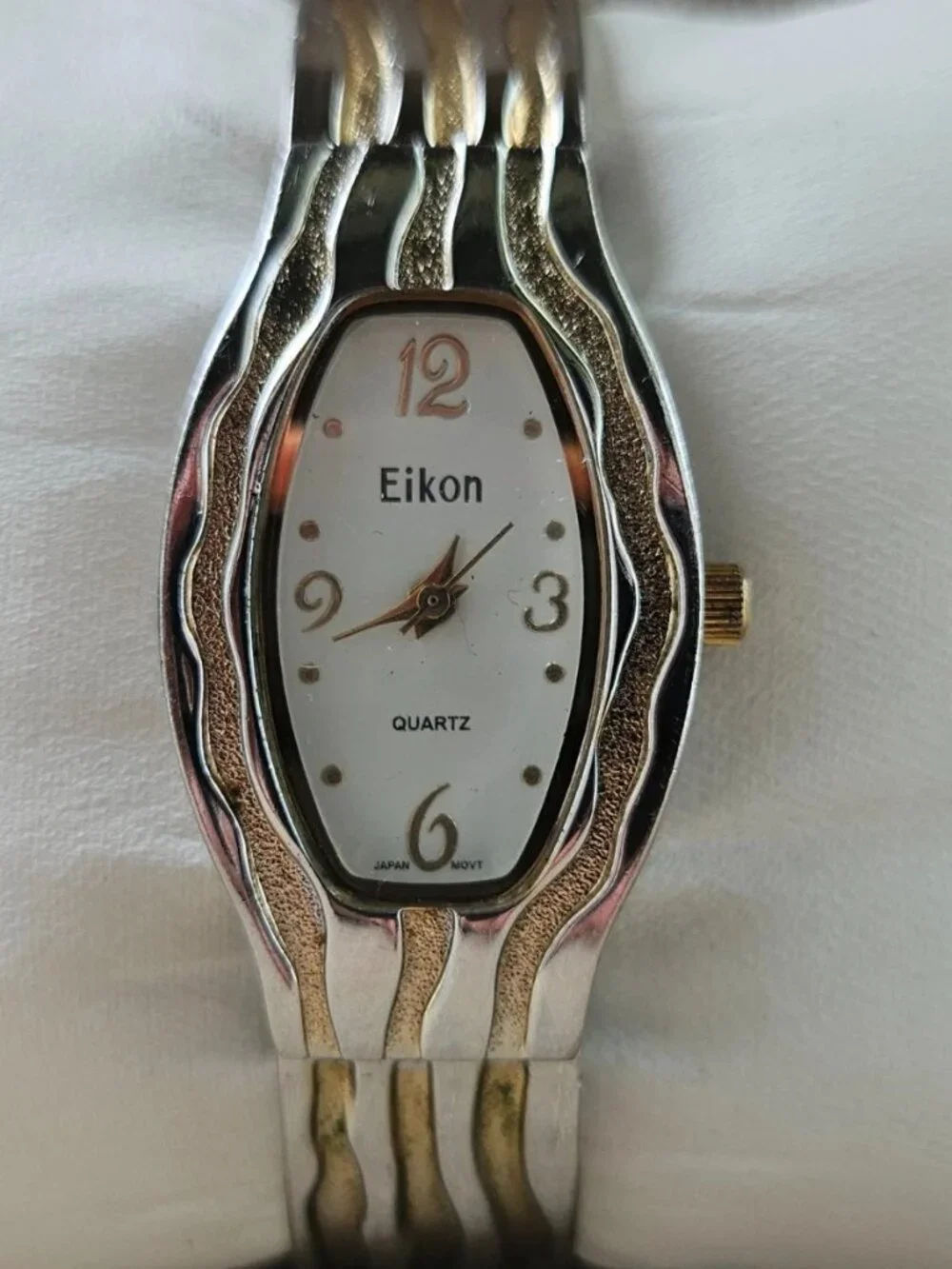 Eikon Ladies Wristwatch Gold/Silver Tone Cuff Band Analog Quartz Wrist Watch